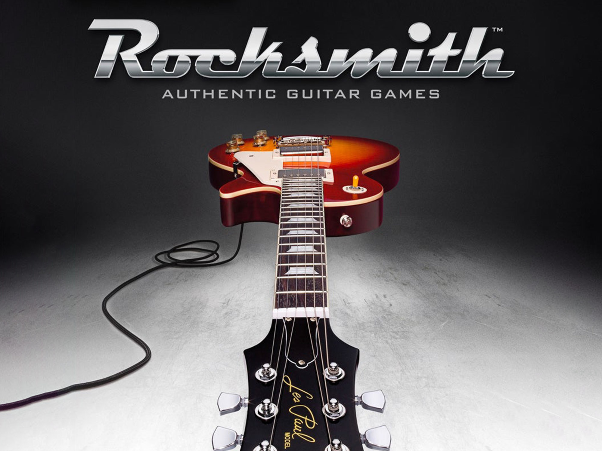 Original Rocksmith key art with chrome logo and electric guitar