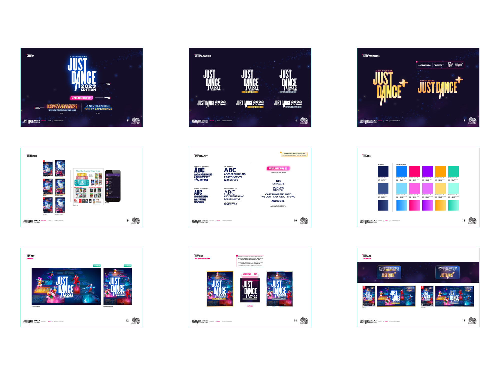 Logo, typography, colour and key art guidance pages