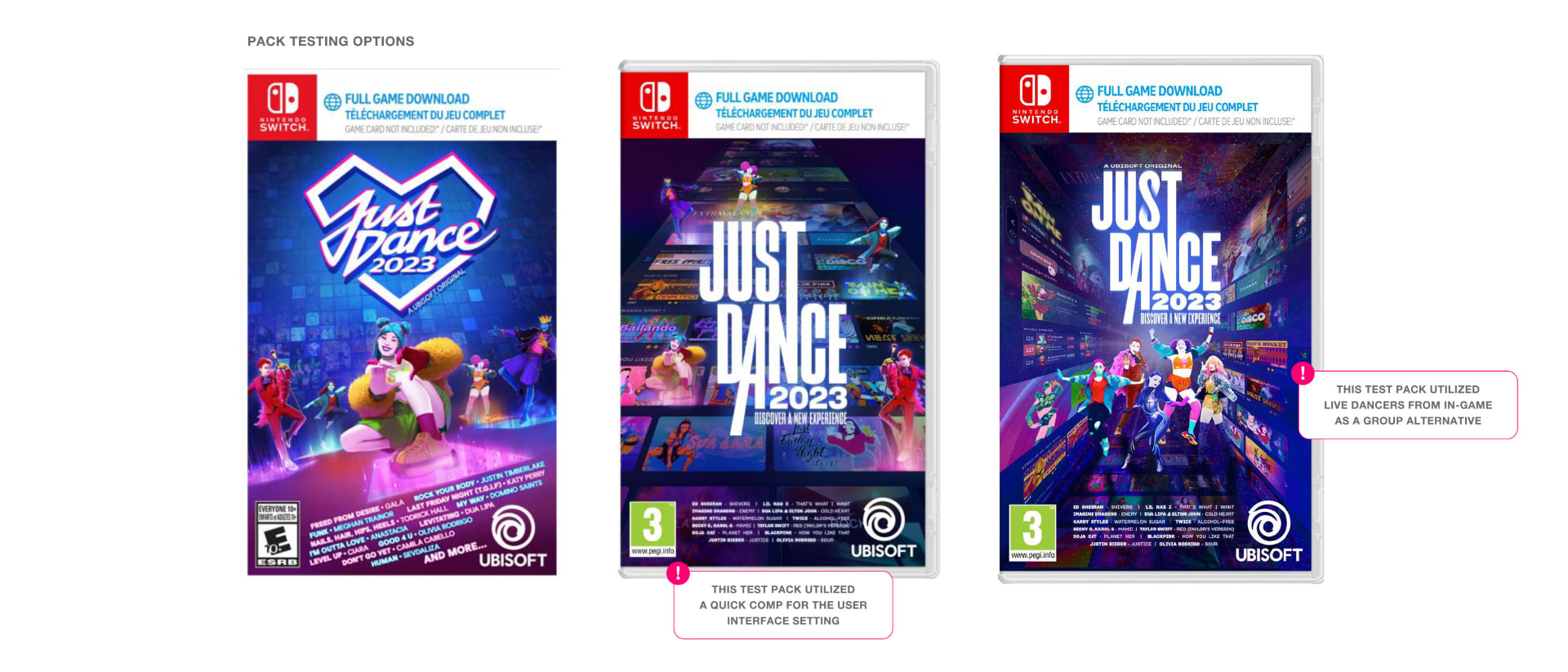 A/B tested pack art directions